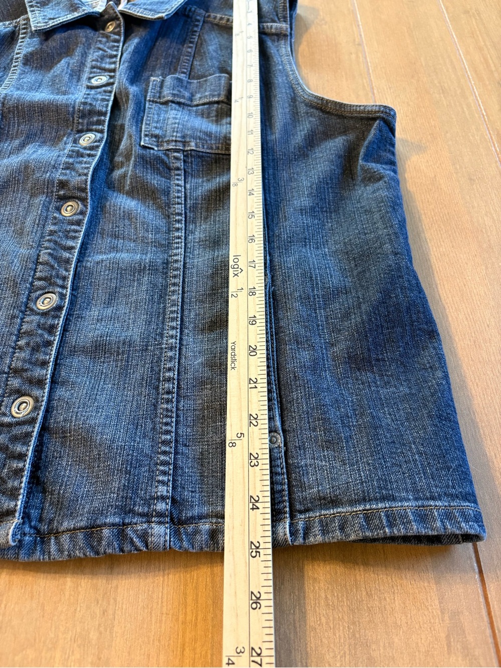 Chico’s Platinum Denim Vest 3 XL Button Front Sleeveless Jean Vest Dark Wash - Picture 10 of 11